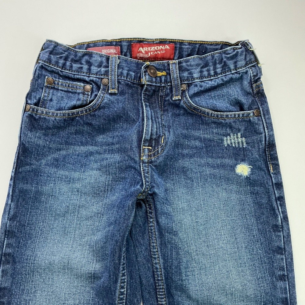 Arizona Blue Jeans Kids 10 Regular Straight Leg Factory Distressed Adjustable - Picture 7 of 16
